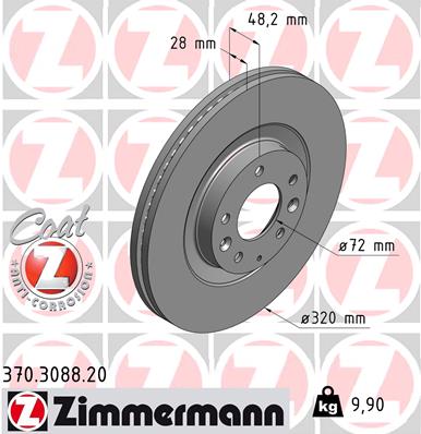 ZIMMERMANN Bremseskive 370308820 foraksel ventileret 320mm 28mm for MAZDA FORD USA