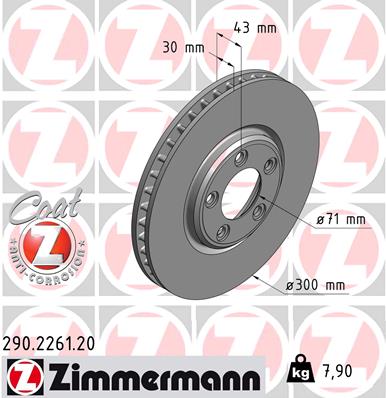 ZIMMERMANN Bremseskive 290226120 foraksel ventileret 300mm 30mm for JAGUAR