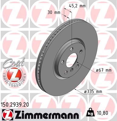 ZIMMERMANN Bremseskive 150293920 foraksel ventileret 335mm 30mm for BMW MINI