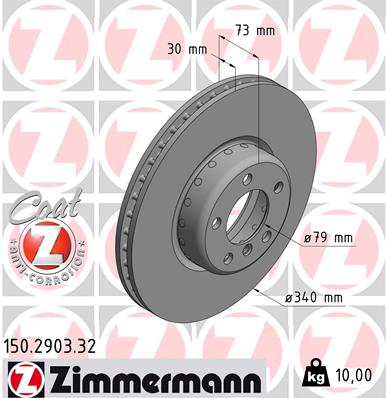 ZIMMERMANN Bremseskive 150290332 foraksel 340mm 30mm for BMW (BRILLIANCE)