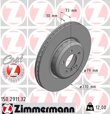 ZIMMERMANN Bremseskive 150291132 foraksel 370mm 30mm for BMW
