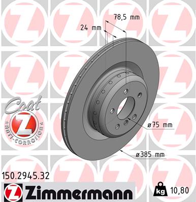 ZIMMERMANN Bremseskive 150294532 bagaksel 385mm 24mm for BMW
