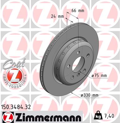 ZIMMERMANN Bremseskive 150348432 bagaksel 330mm 20mm for BMW BMW (BRILLIANCE)