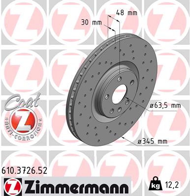ZIMMERMANN Bremseskive 610372652 foraksel perforeret 345mm 30mm for VOLVO VOLVO ASIA POLESTAR