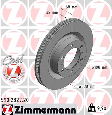 ZIMMERMANN Bremseskive 590282720 foraksel ventileret 338mm 32mm for LEXUS TOYOTA (FAW)