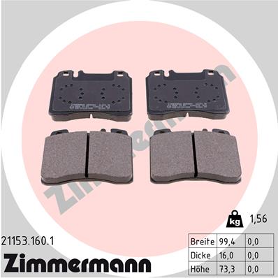 ZIMMERMANN Bremseklodser 211531601 foraksel for MERCEDES-BENZ