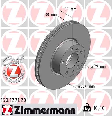 ZIMMERMANN Bremseskive 150127120 foraksel ventileret 324mm 30mm for BMW