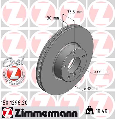 ZIMMERMANN Bremseskive 150129620 foraksel ventileret 324mm 30mm for BMW