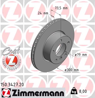 ZIMMERMANN Bremseskive 150342720 foraksel ventileret 300mm 24mm for BMW BMW (BRILLIANCE)