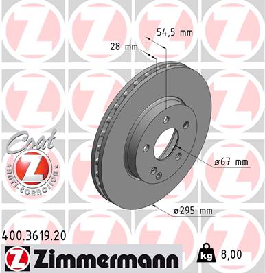 ZIMMERMANN Bremseskive 400361920 foraksel ventileret 295mm 28mm for MERCEDES-BENZ MERCEDES-BENZ (BBDC)