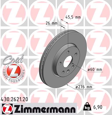 ZIMMERMANN Bremseskive 430262120 foraksel ventileret 276mm 26mm for OPEL GENERAL MOTORS CHEVROLET (SGM)