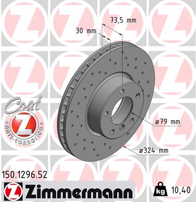 ZIMMERMANN Bremseskive 150129652 foraksel perforeret 324mm 30mm for BMW