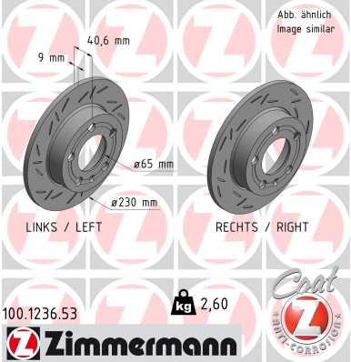 ZIMMERMANN Bremseskive 100123653 bagaksel lukket 230mm 9mm for VW (FAW) SKODA (SVW) VW (SVW) VAG