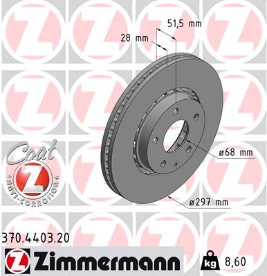 ZIMMERMANN Bremseskive 370440320 foraksel udvendig ventileret 297mm 28mm for MAZDA