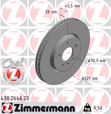ZIMMERMANN Bremseskive 430264620 foraksel ventileret 321mm 28mm for GENERAL MOTORS OPEL