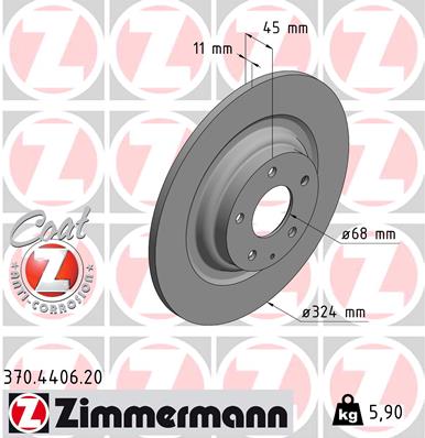 ZIMMERMANN Bremseskive 370440620 bagaksel fuld 324mm 11mm for MAZDA