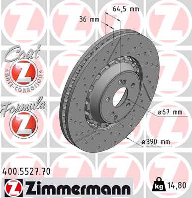 ZIMMERMANN Bremseskive 400552770 foraksel 390mm 36mm for MERCEDES-BENZ