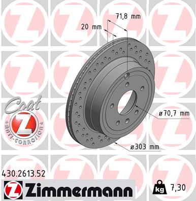 ZIMMERMANN Bremseskive 430261352 bagaksel perforeret 303mm 20mm for OPEL CHEVROLET (SGM)