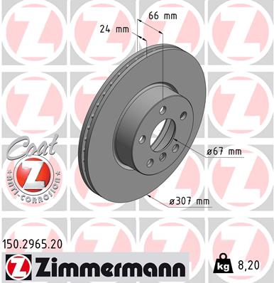 ZIMMERMANN Bremseskive 150296520 foraksel ventileret 307mm 24mm for BMW