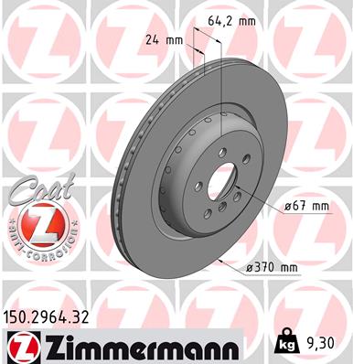 ZIMMERMANN Bremseskive 150296432 bagaksel 370mm 24mm for BMW