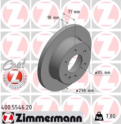 ZIMMERMANN Bremseskive 400554620 bagaksel fuld 298mm 18mm for MERCEDES-BENZ