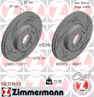 ZIMMERMANN Bremseskive 150129853 foraksel lukket 332mm 30mm for BMW