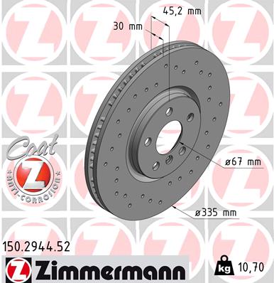 ZIMMERMANN Bremseskive 150294452 foraksel perforeret 335mm 30mm for MINI