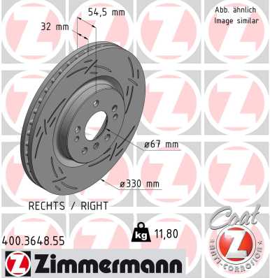 ZIMMERMANN Bremseskive 400364855 højre foraksel lukket 330mm 32mm for MERCEDES-BENZ
