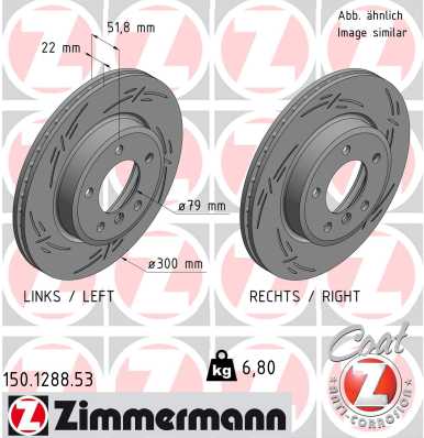 ZIMMERMANN Bremseskive 150128853 foraksel lukket 300mm 22mm for BMW (BRILLIANCE) BMW