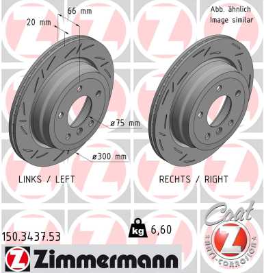 ZIMMERMANN Bremseskive 150343753 bagaksel lukket 300mm 20mm for BMW (BRILLIANCE)