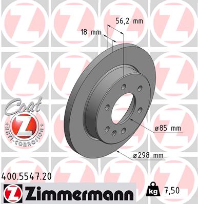 ZIMMERMANN Bremseskive 400554720 bagaksel fuld 298mm 18mm for MERCEDES-BENZ