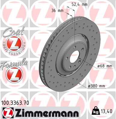 ZIMMERMANN Bremseskive 100336370 foraksel 380mm 36mm for VAG