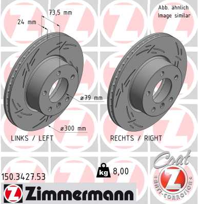 ZIMMERMANN Bremseskive 150342753 foraksel lukket 300mm 24mm for BMW BMW (BRILLIANCE)
