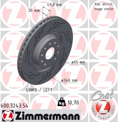 ZIMMERMANN Bremseskive 600324354 venstre foraksel lukket 340mm 30mm for VAG