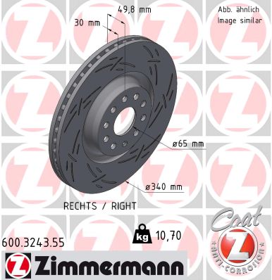 ZIMMERMANN Bremseskive 600324355 højre foraksel lukket 340mm 30mm for VAG