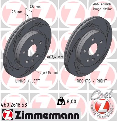 ZIMMERMANN Bremseskive 430261853 bagaksel lukket 315mm 23mm for OPEL GENERAL MOTORS CHEVROLET CADILLAC