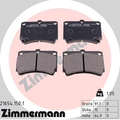 ZIMMERMANN Bremseklodser 216541501 foraksel for MAZDA KIA
