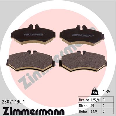 ZIMMERMANN Bremseklodser 230211901 bagaksel for MERCEDES-BENZ VAG