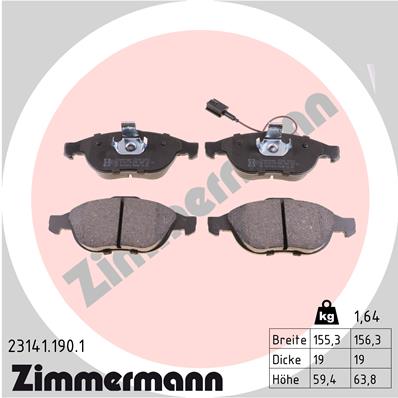 ZIMMERMANN Bremseklodser 231411901 foraksel for LANCIA ALFA ROMEO