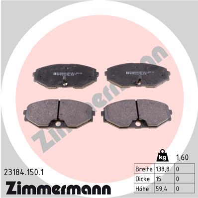 ZIMMERMANN Bremseklodser 231841501 foraksel for NISSAN
