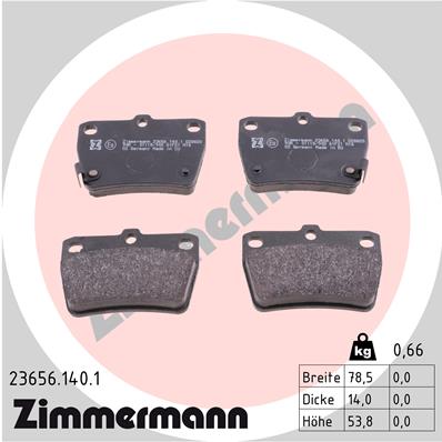 ZIMMERMANN Bremseklodser 236561401 bagaksel for TOYOTA DR CHERY