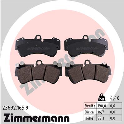 ZIMMERMANN Bremseklodser 236921659 foraksel for PORSCHE VAG