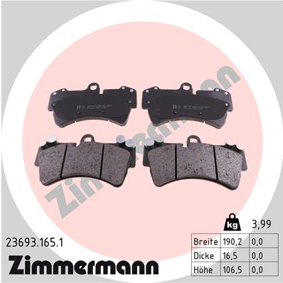 ZIMMERMANN Bremseklodser 236931651 foraksel for PORSCHE VAG