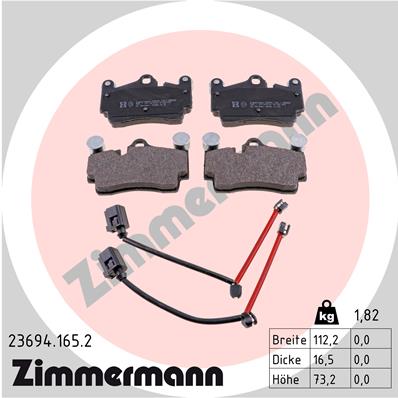 ZIMMERMANN Bremseklodser 236941652 bagaksel for PORSCHE VAG