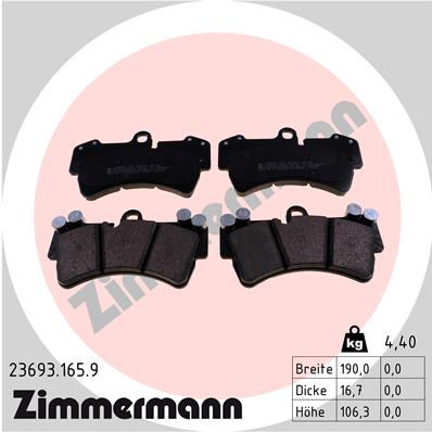 ZIMMERMANN Bremseklodser 236931659 foraksel for PORSCHE VAG
