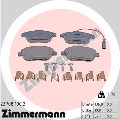 ZIMMERMANN Bremseklodser 237081902 foraksel for CITROËN/PEUGEOT OPEL FIAT GENERAL MOTORS