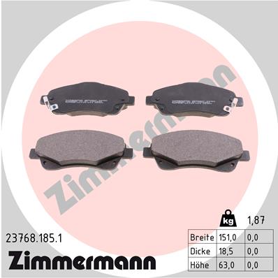 ZIMMERMANN Bremseklodser 237681851 foraksel for TOYOTA