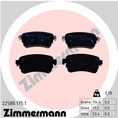 ZIMMERMANN Bremseklodser 225881751 bagaksel for FIAT CITROËN/PEUGEOT TOYOTA