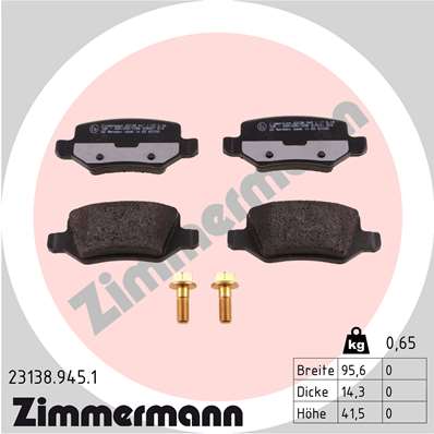 ZIMMERMANN Bremseklodser 231389451 bagaksel for MERCEDES-BENZ