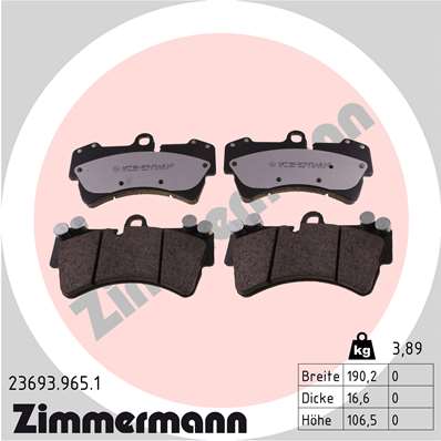 ZIMMERMANN Bremseklodser 236939651 foraksel for PORSCHE VAG